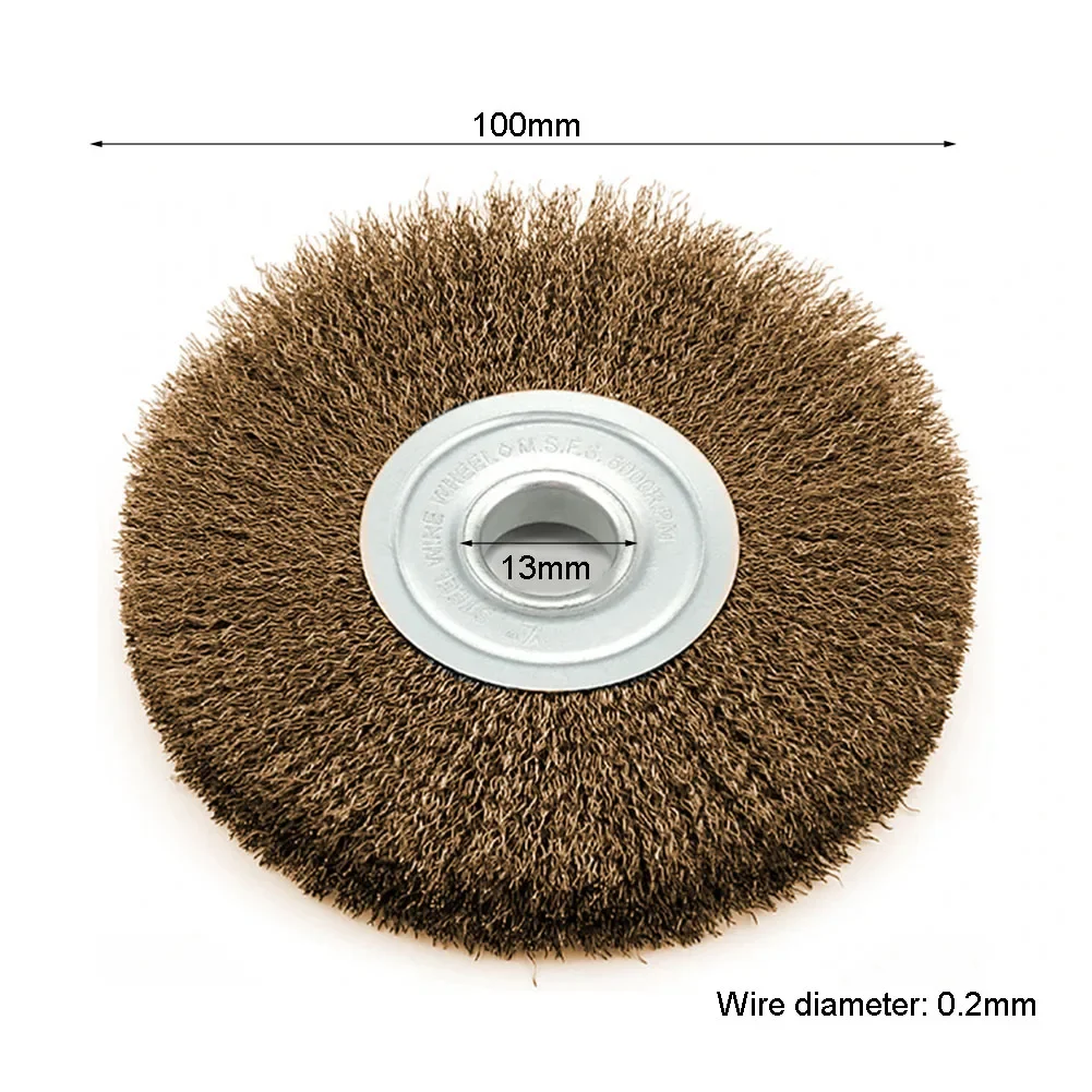 Cepillo de rueda de alambre prensado plano para amoladora angular, removedor de rebabas de alambre de acero inoxidable, diámetro de 4 pulgadas, 0, 52 pulgadas