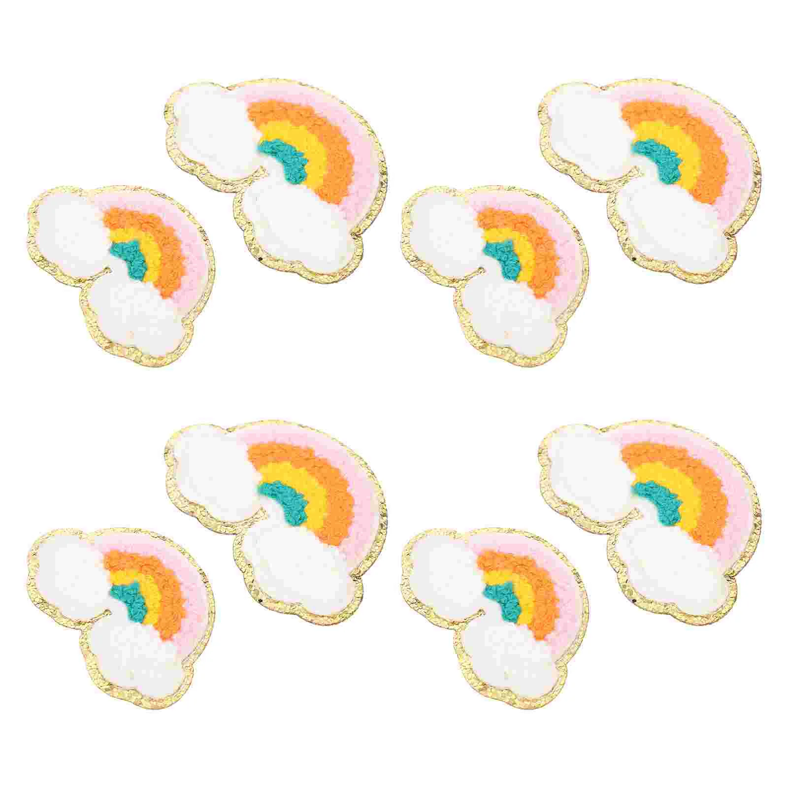 

8 Pcs Rainbow Patch DIY Clothes Patches Appliques for Clothing Double Layer Chenille Designed Embroidery