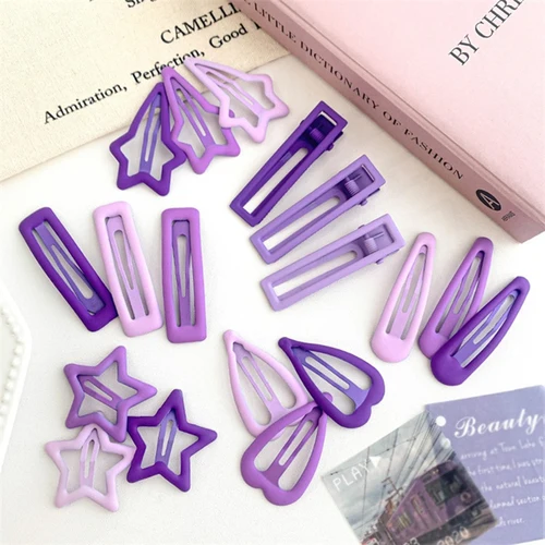 Imagen 1 del producto 1 Juego de horquillas coloridas con forma de estrella para mujer y niña, pasadores, flequillo lateral sólido, Clip Bb, accesorios para el cabello, nuevo