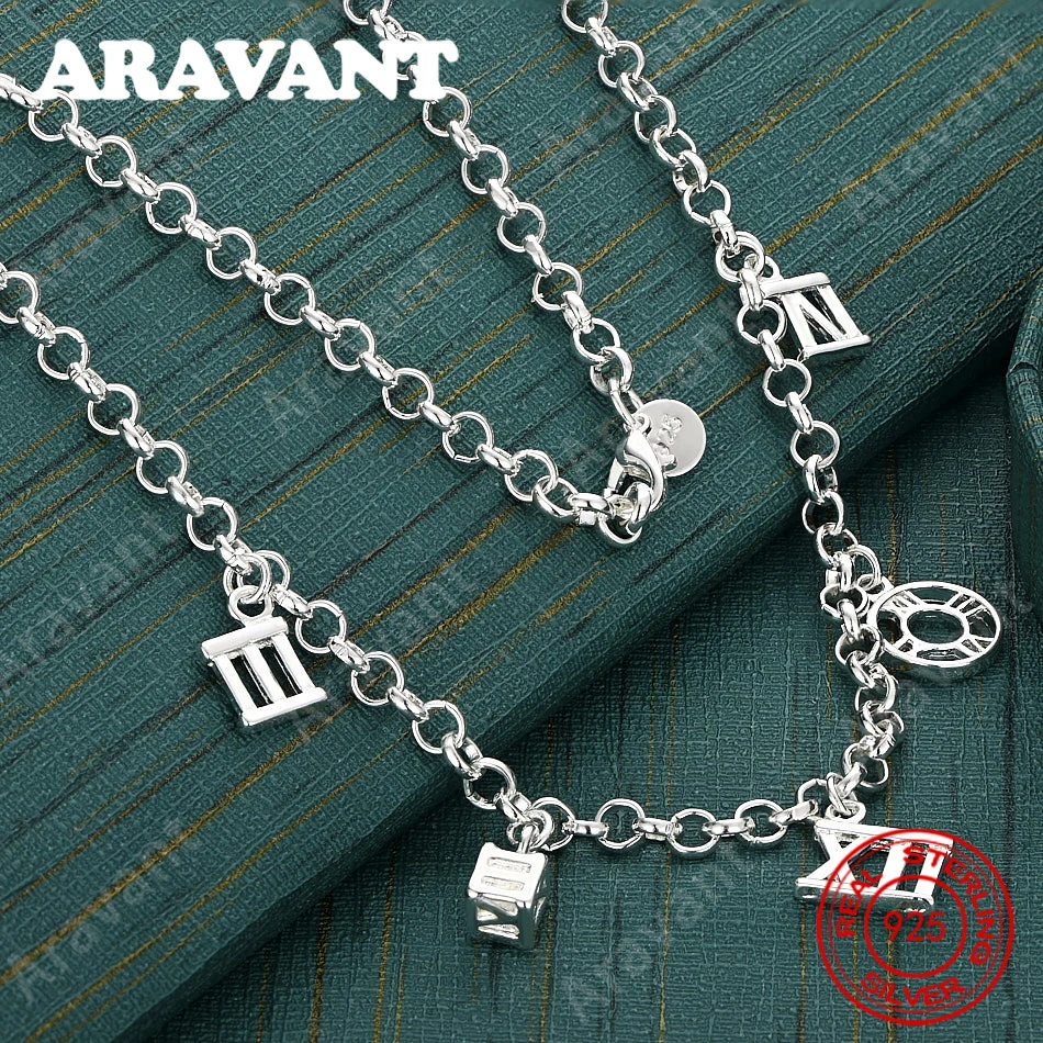 

925 Sterling Silver Pendant With Roman Numeral Circle Chain - A Fresh And Elegant Design For Women'S Engagement Jewelry