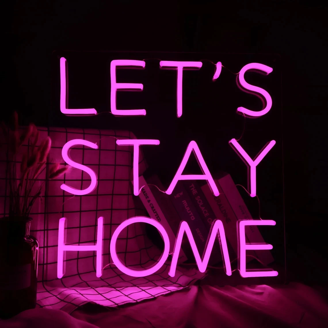 

Неоновые вывески Let's Stay Home для спальни, комнаты и детской стены, украшение под заказ, неоновые огни, цветная лампа