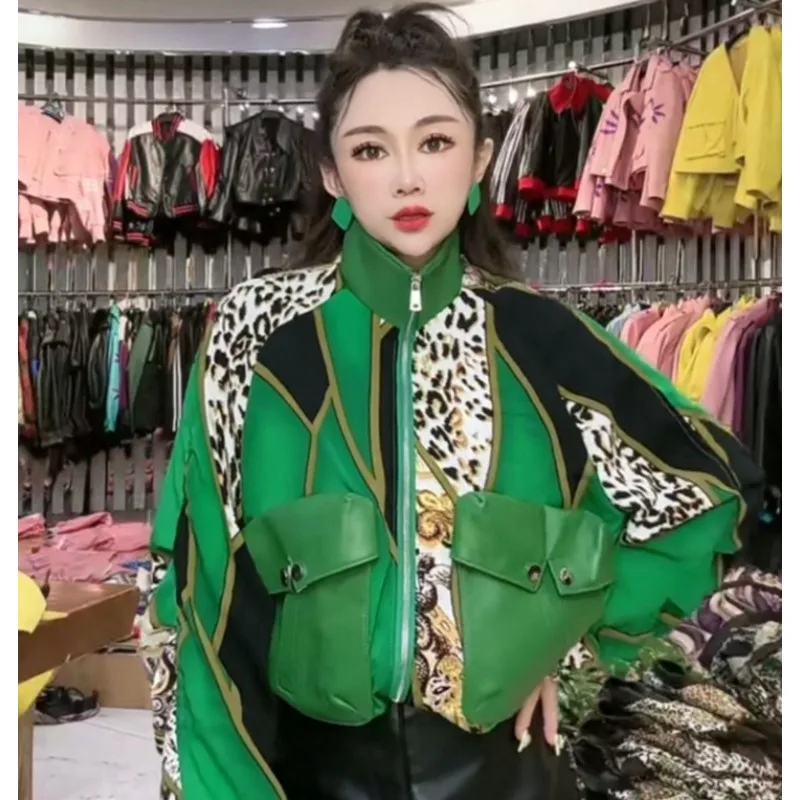 جديد جلد الغنم جلد طبيعي الربيع الصيف تصميم المتخصصة الراقية ليوبارد طباعة رقيقة حماية من الشمس لباس خارجي خفيف ورقيق