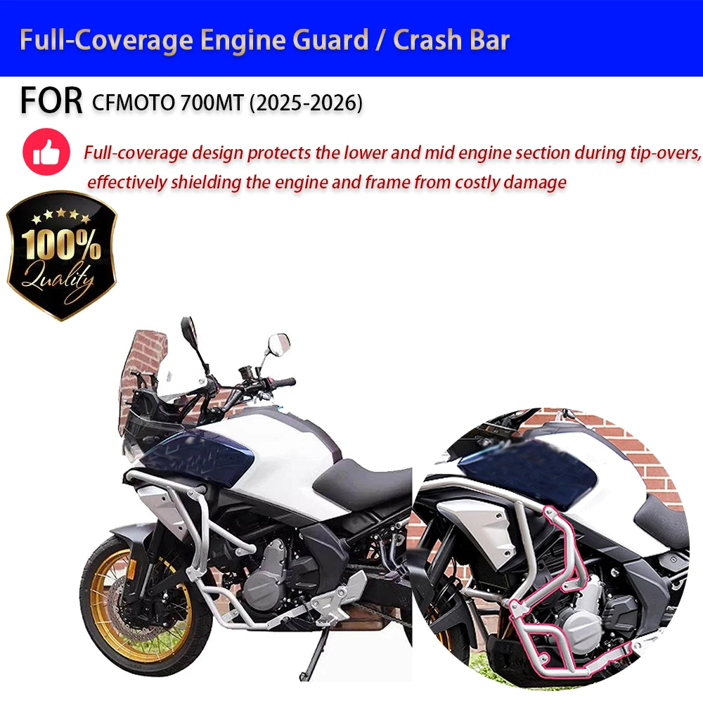 For CFMOTO 700MT 2025-2026 Engine Guard Full-Coverage Crash Bar No-Drill Accesorios Moto Accessori Moto