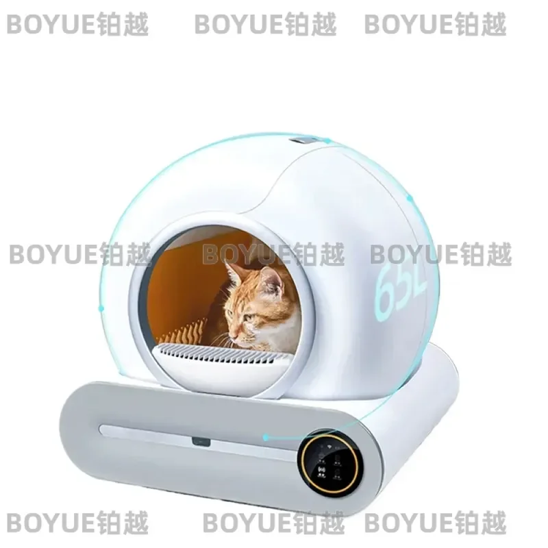 65L Large Space Silent Smart WiFi Cat Litter Box with 9L Trash Automatic Cleaning Fully Enclosed Electric Pet Toilet