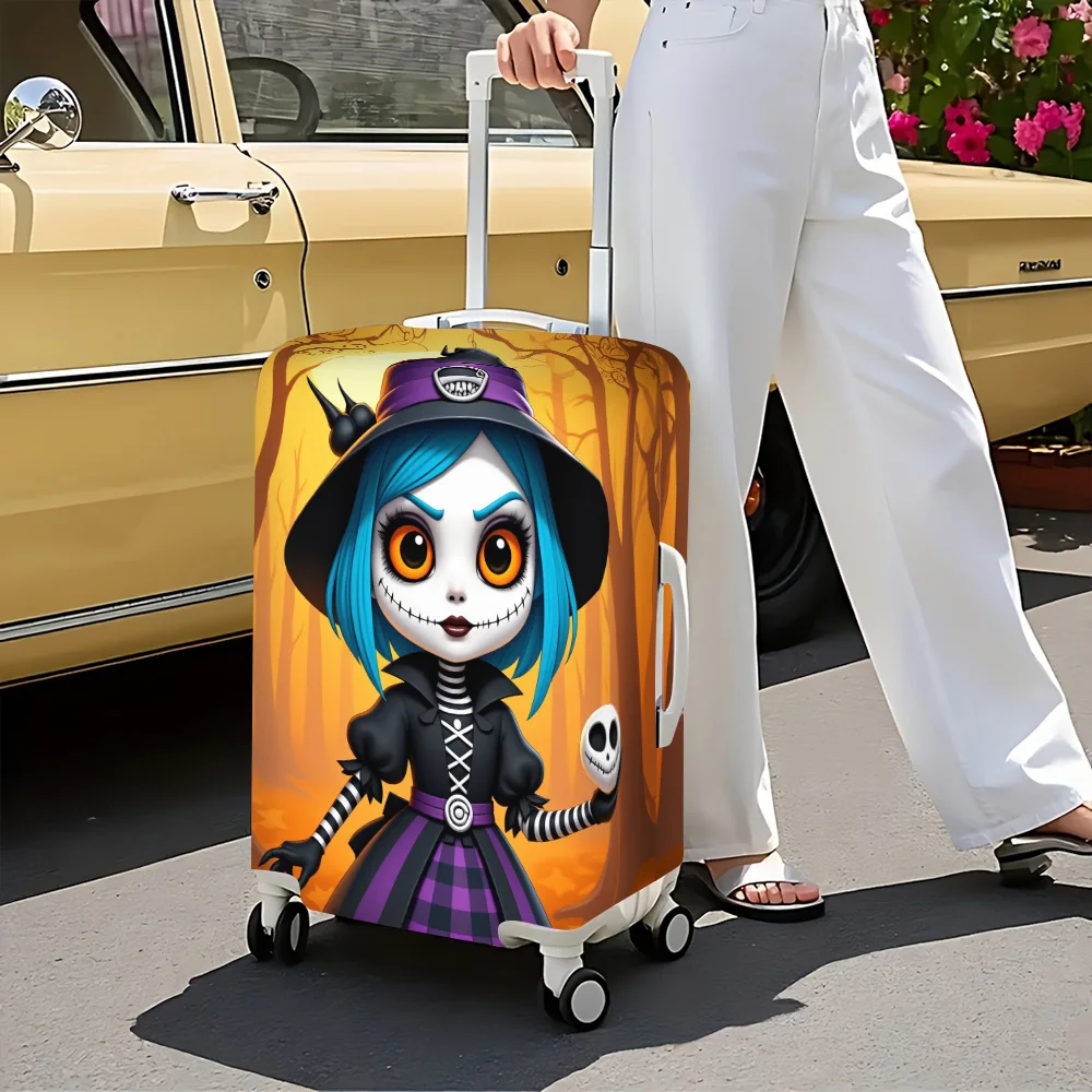 1PC Halloween Witch Print Luggage Cover for Luggage 18 – 32 Inches; Dust and Elastic Travel Accessories to Effectively Protect Y