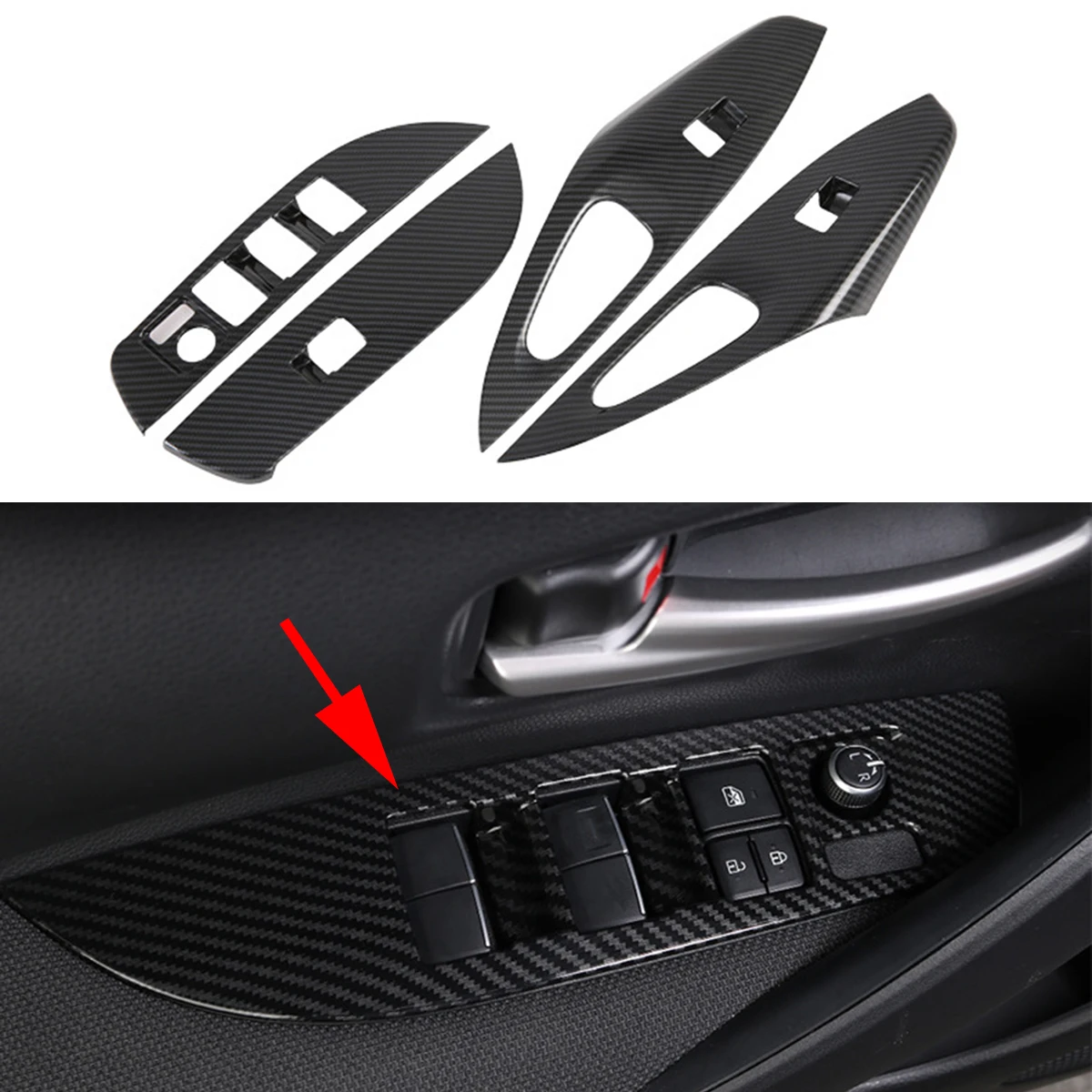 

Carbon Fiber Interior Door Armrest Protector Cover Frame Trim For Toyota Corolla 2019 2020 2021 Accessories