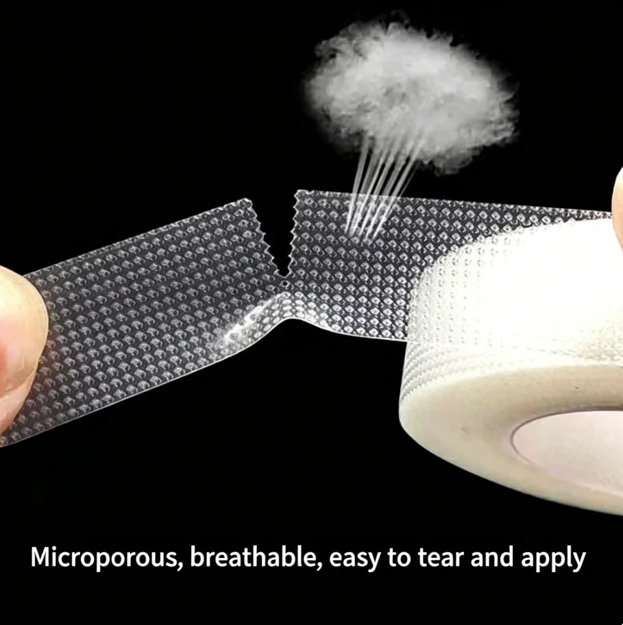 Medical Pressure Sensitive Adhesive Tape Roll, Waterproof Breathable Transparent PE Tearable Bandage for Eyelid Sticker Makeup F