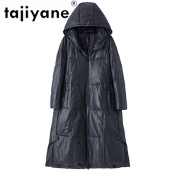 Tajiyane Winter 2020 Real Sheepskin Jacket Women White Duck Down Coat Woman Hooded Parkas Jackets Long Coats Abrigo Mujer TN1335