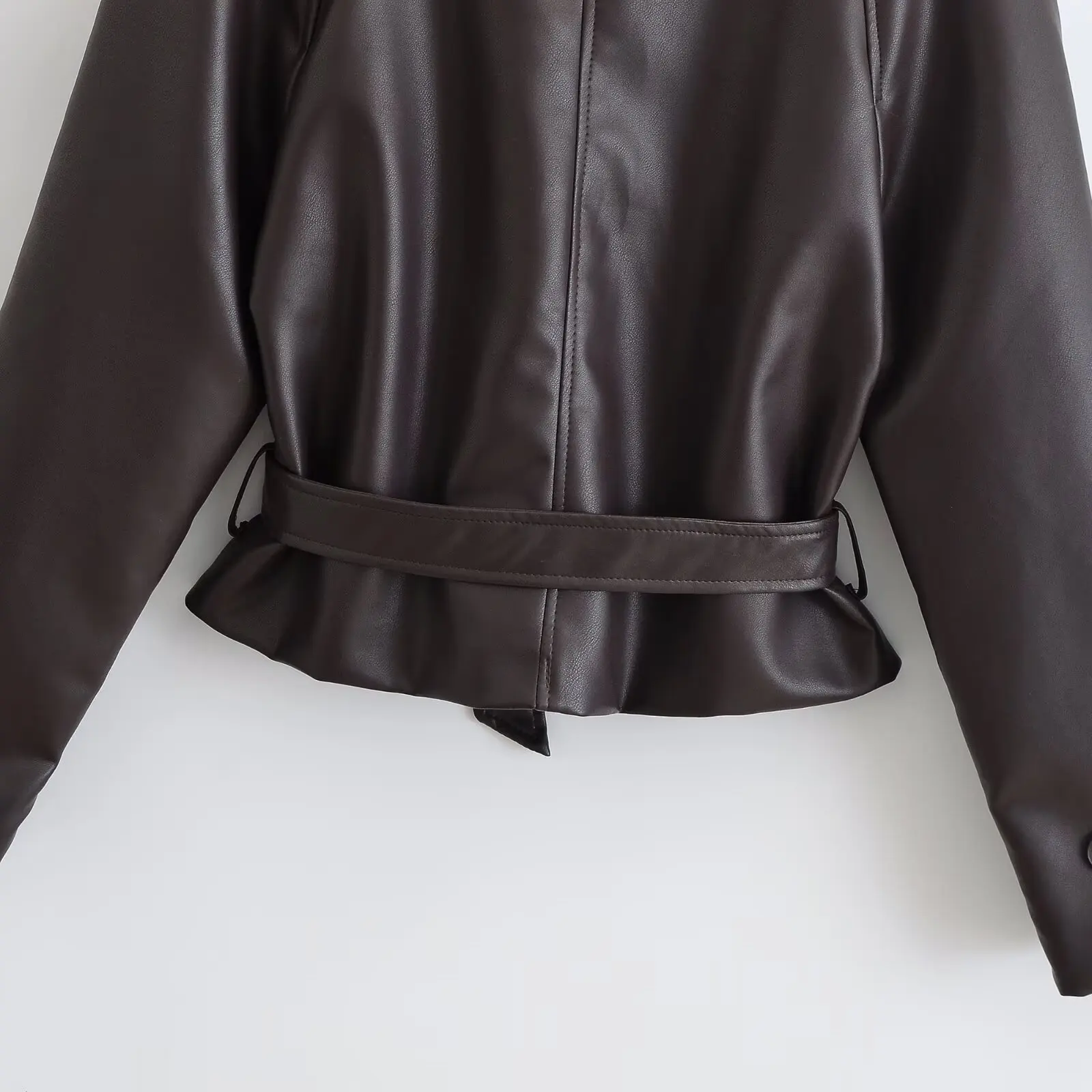 KONDALA Vintage PU Elegante Damenjacke Mode 2026 Herbst Lässig Modern Schick Einreihig mit Gürtel Streetwear Oberbekleidung – Detail 15