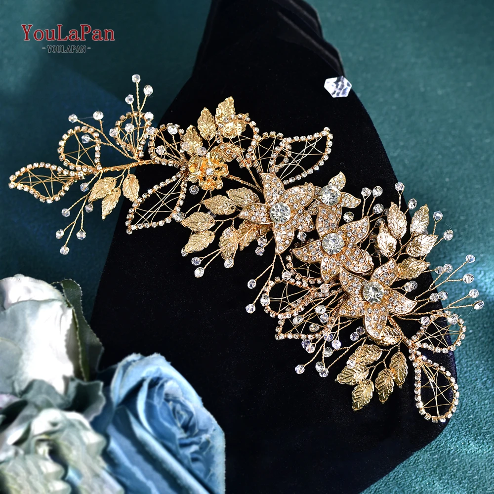 YoulaPan-Flor Coroa e Tiara para Mulheres, Acessórios para Cabelo do Casamento, Concurso Coroa, Jóias Headband, Diamante Headpiece, HP282