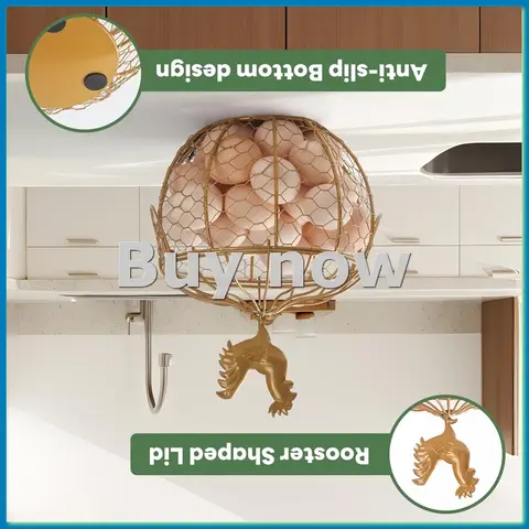 Wire Egg Basket for Gathering Fresh Eggs, Metal Chicken Egg Collecting Basket with Handle, Egg Holder for Countertop-ABHG