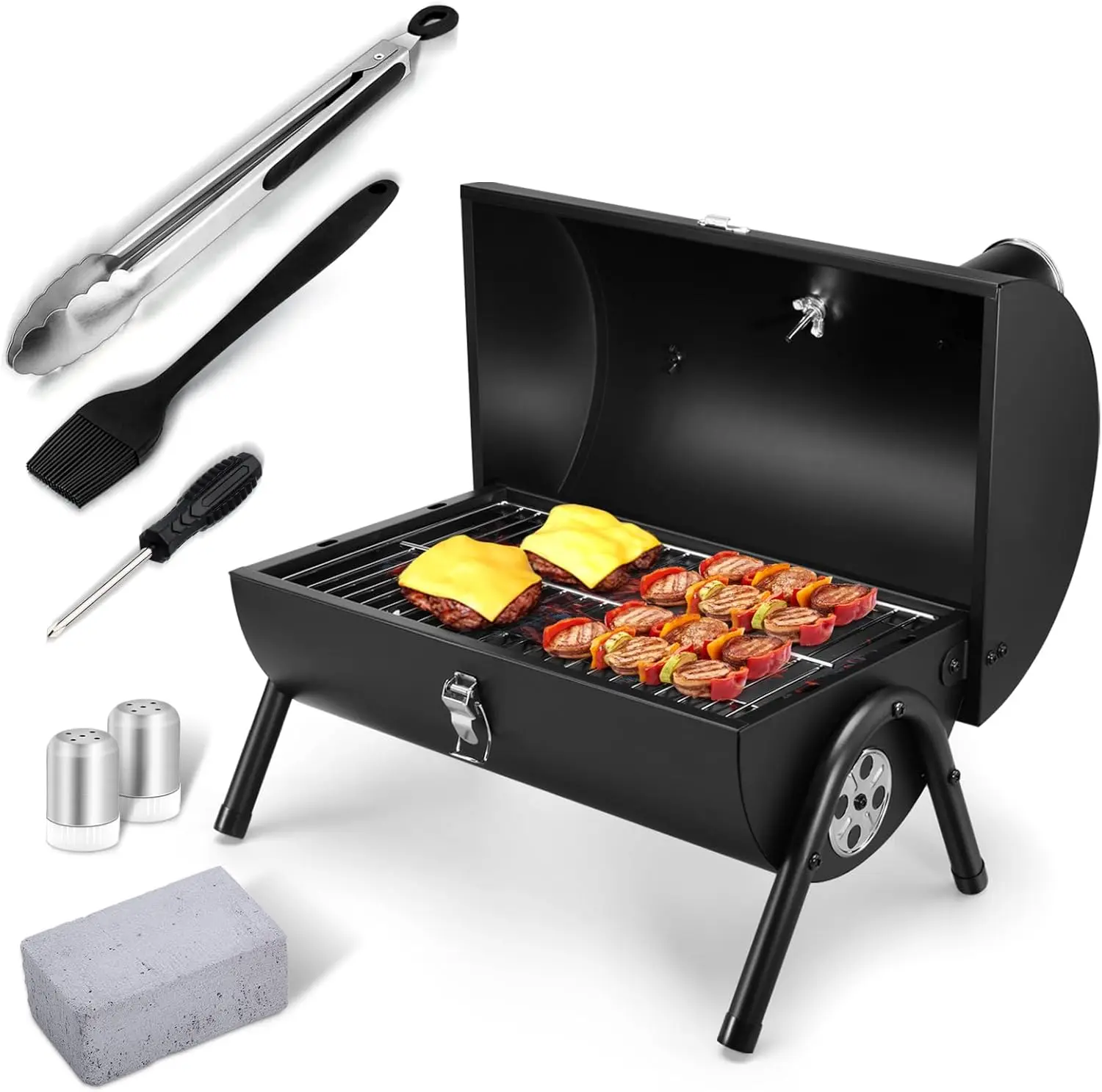 

Portable Charcoal Grill Set with Tools, Heavy Duty Tabletop BBQ for Camping & Backyard