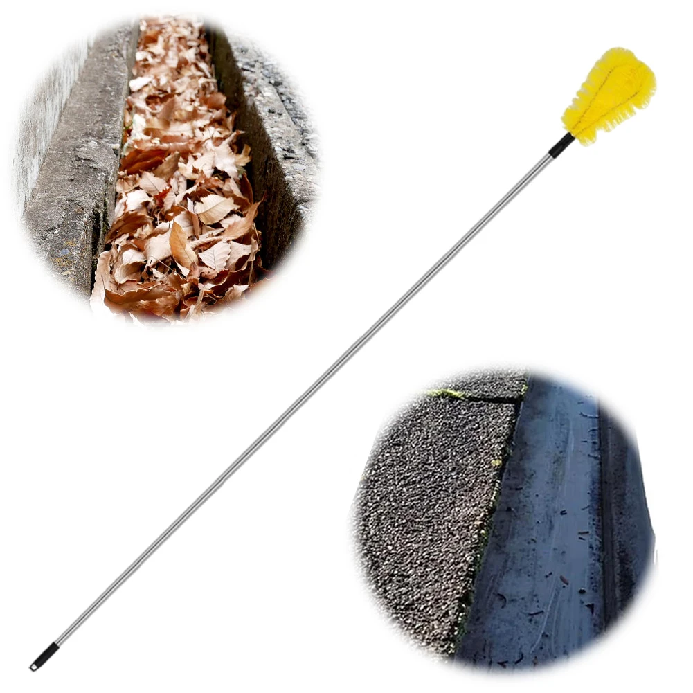 Gutter Cleaning Tools From The Ground Adjustable Gutter Guard Cleaning Brush with Extension Pole for Cleaning Leaves and Debris