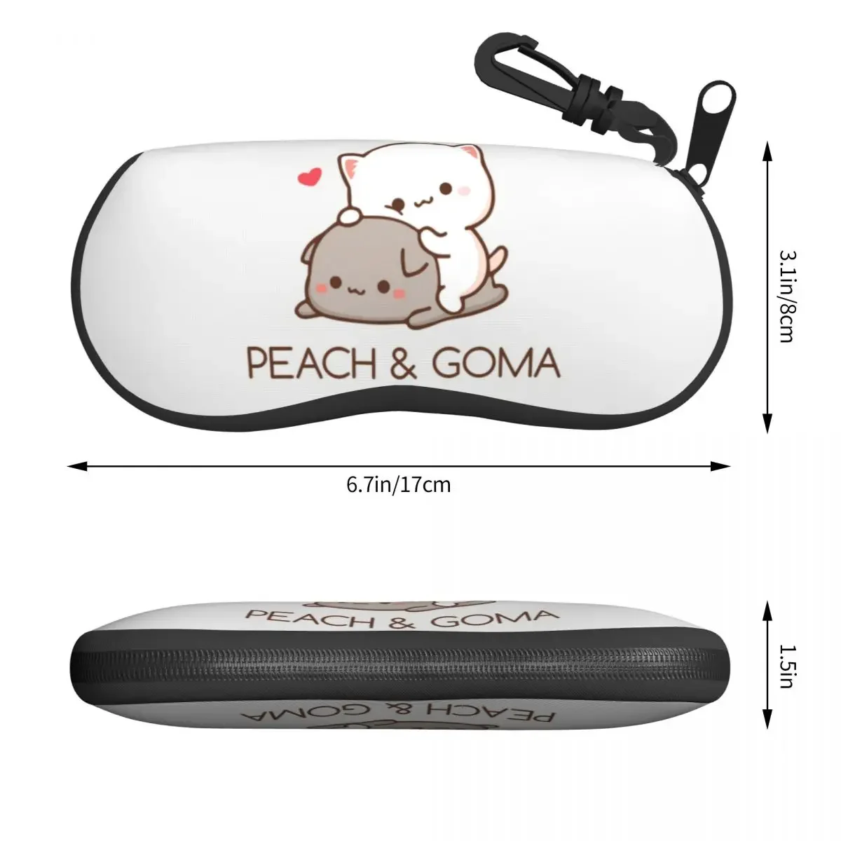 Custom Cartoon Couple Peach And Goma Mochi Cat Eyeglass Glasses Case Women Men Soft Sunglasses Protective Pouch