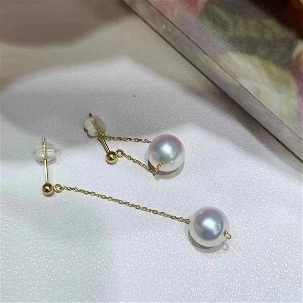 DIY Pearl Gadgets S925 Sterling Silver Stud Earrings Empty Rest Gold and Silver Dual-purpose Earrings with 7-10mm Round Oval