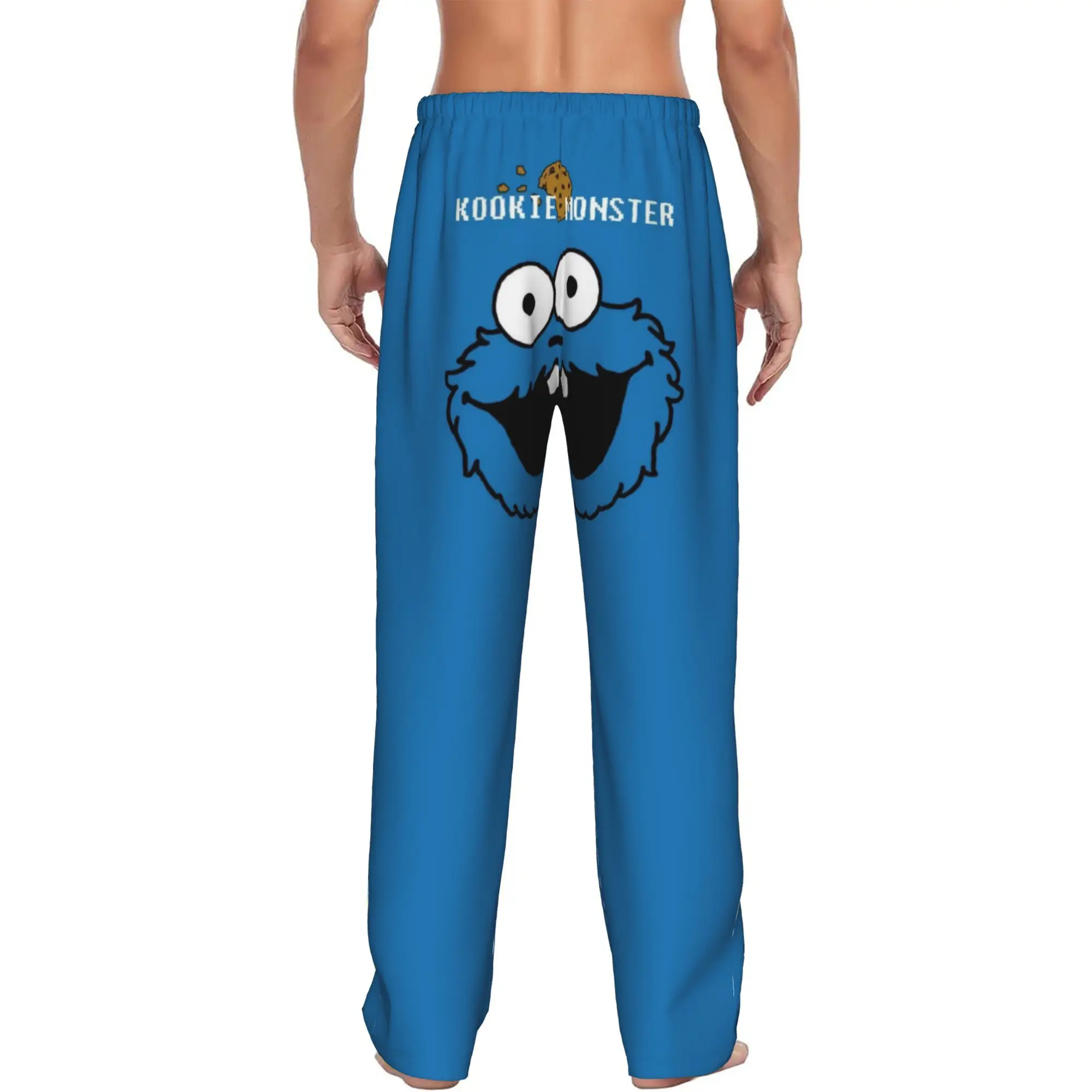 Custom Men's Cookies Anime Monsters  Pajama Pants Print Elmo Cartoons Sleep Sleepwear Bottoms with Pockets