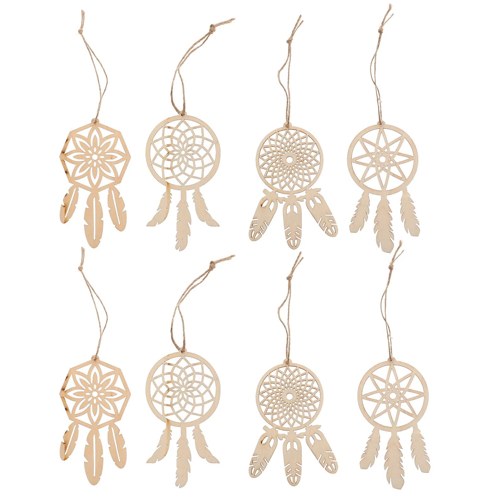 40 Pcs Wooden Dreamcatcher Unfinished DIY Hanging Decorations Catchers Eucalyptus Garland Lace Ornaments Child Crochet Kits