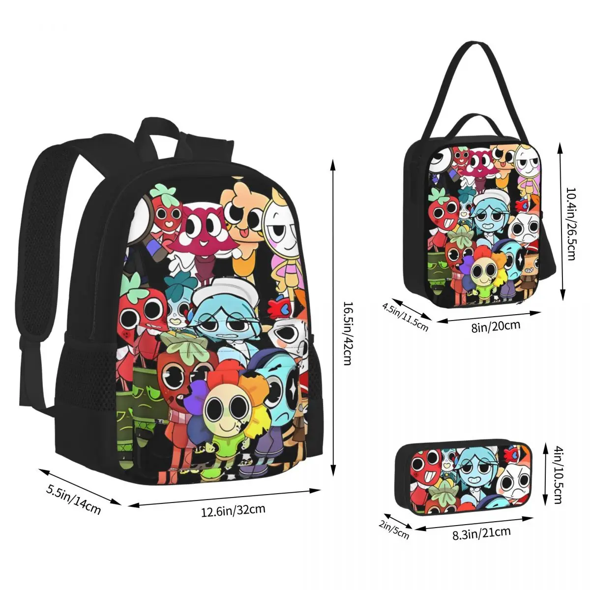 D-Dandys W-World Woahhhh عيد الميلاد 3 قطعة/المجموعة حقيبة الظهر للمراهقين Daypack حقيبة الغداء مقلمة #3