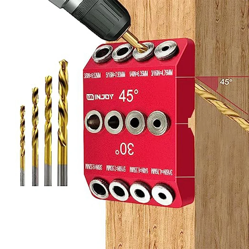 30 45 90 Degree Angle Drill Guide, Drill Guide Jig For Oblique/Straight Holes, 4 Sizes, Drill For Cable Railing