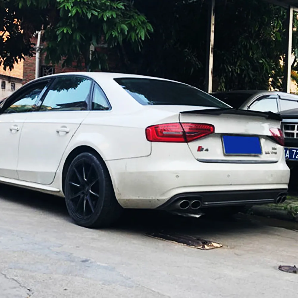 For Audi A4 B8 B8.5 2009 10 11 12 13 14 15 16 Bodykit Car Rear Trunk Lid Black Carbon Spoiler Wings Exterior Accessories Parts