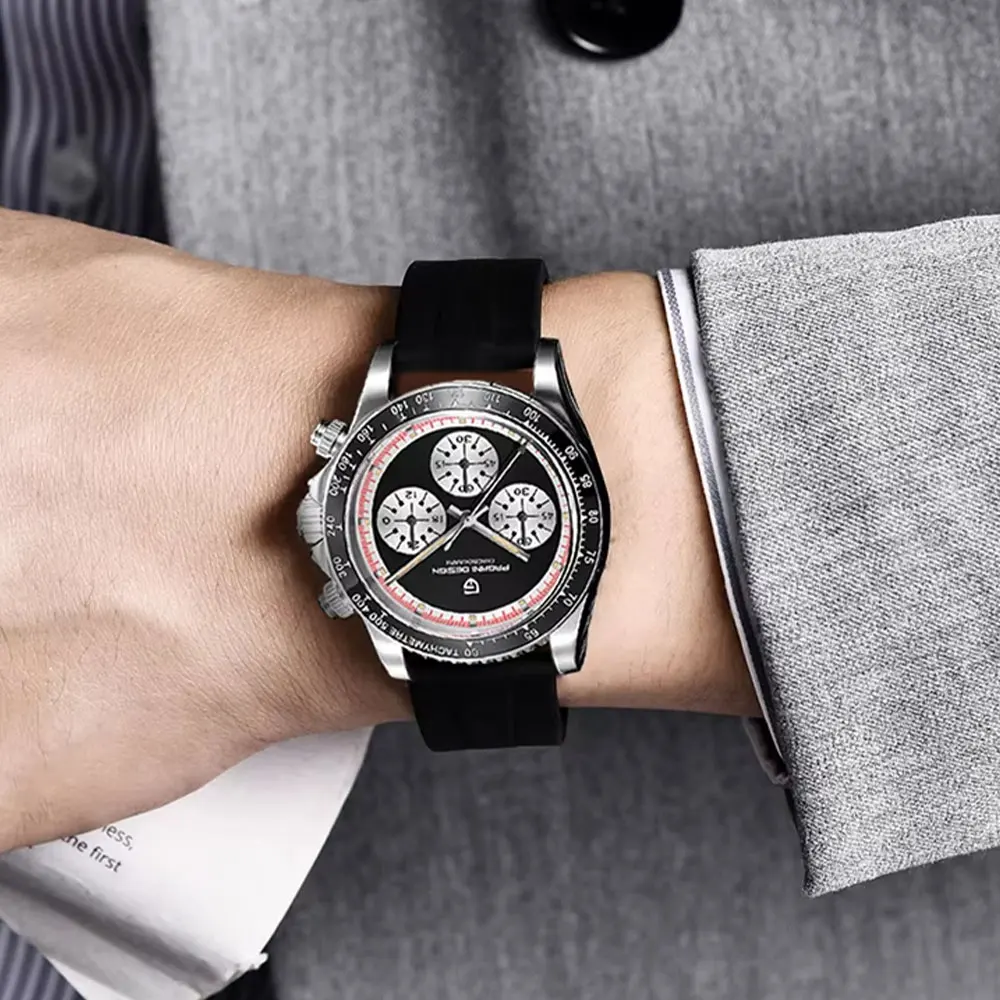 PAGANI DESIGN 40 ملم كرونوغراف متعدد الوظائف بإطار سيراميك VK63 ساعة رجالي ستانلس ستيل مقاومة للماء ساعات كوارتز للرجال #4