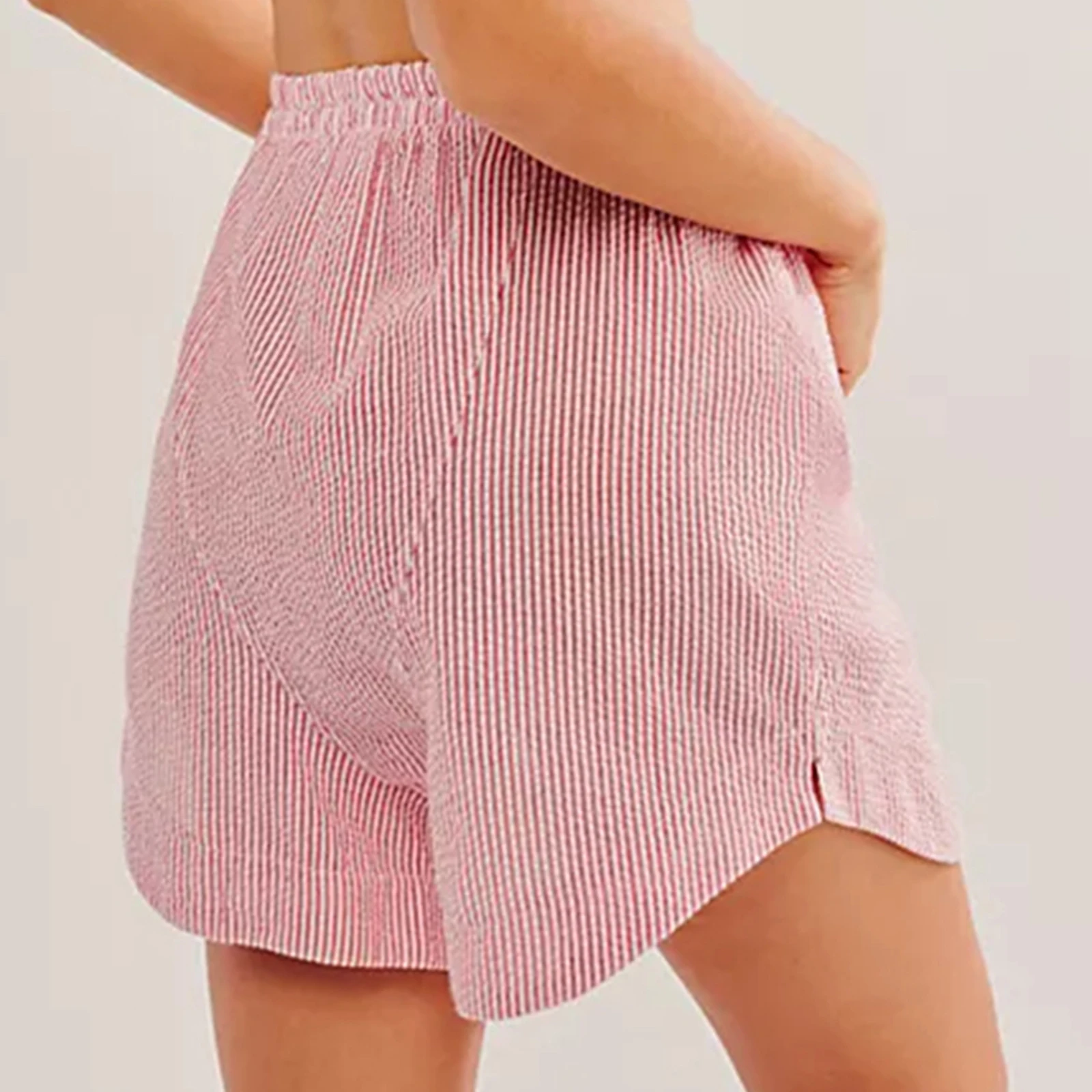 Gaono-pantalones cortos Y2K para mujer, Shorts con estampado a rayas, informales, elásticos, de cintura alta, con botones delanteros, de pierna ancha, para salir