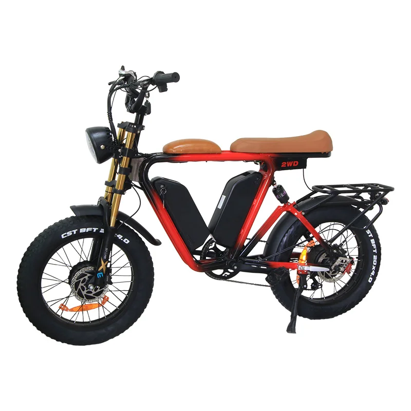 Portable Cheap Electric Bicycle 48v 22AH 20inch Wheel Dual Battery Fatbike Electric Bike 1000W E-bike 48V Fat Bike