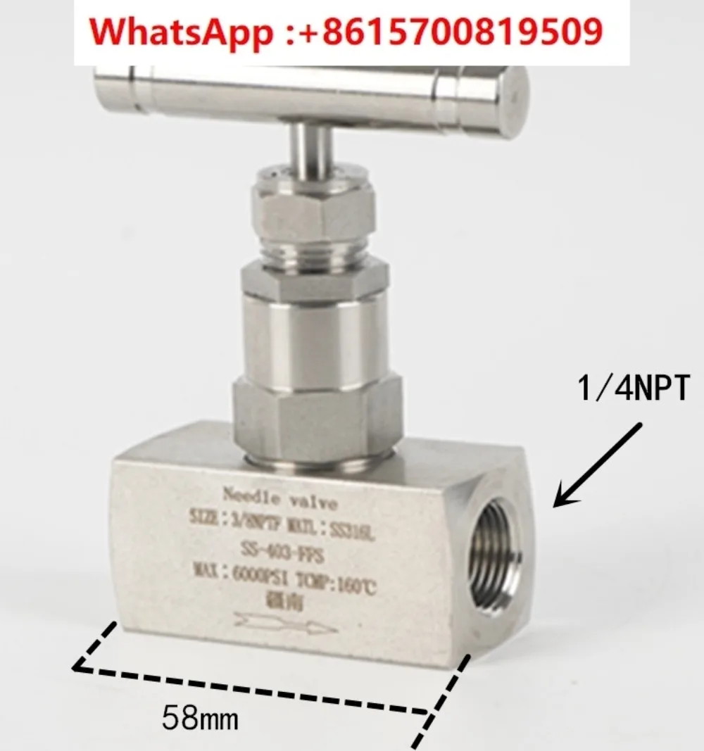 

1/4 1/2 NPT Needle Valve 316 Stainless Steel 6000PSI Panel Manual Female Thread American Standard Globe Valve