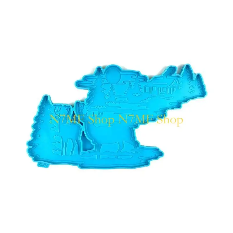 

N7MF Wall Hanging Silicone Moulds Deer Epoxy Resin Mould for Christmas Home Decor