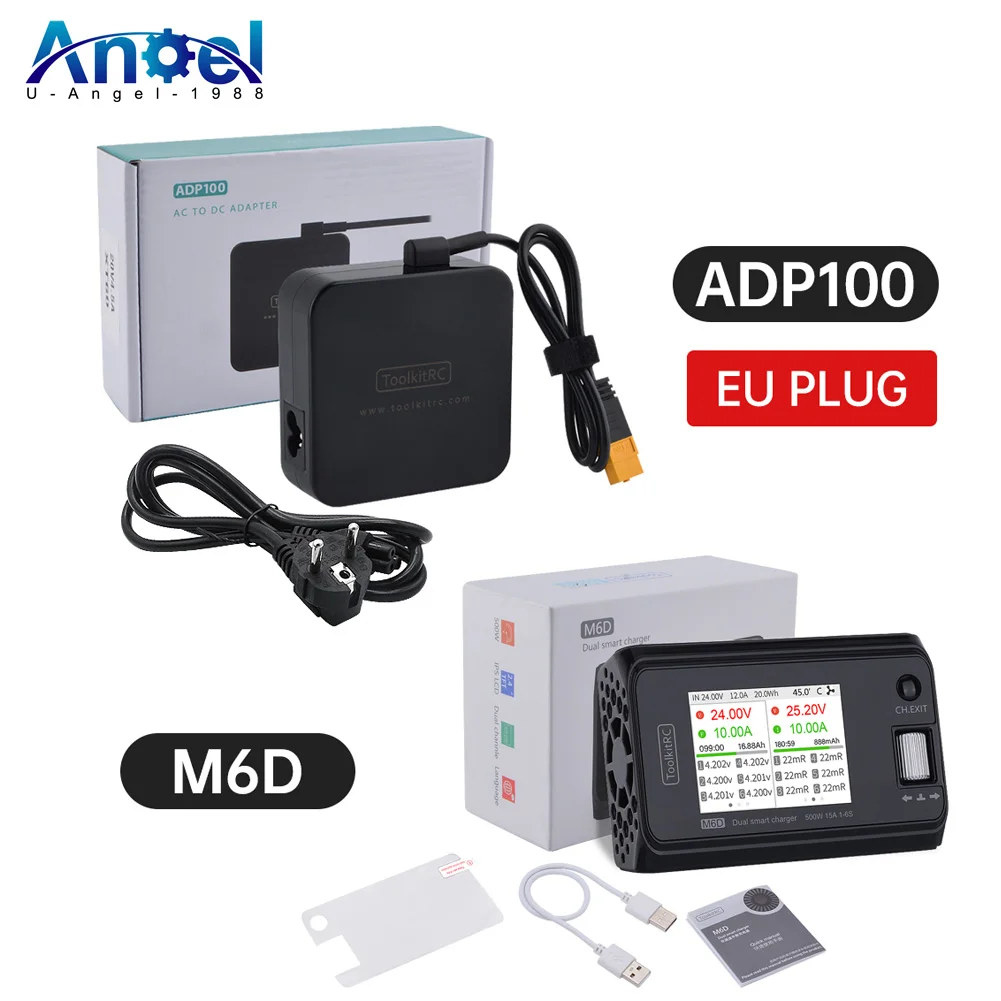 

ToolkitRC M6D 500W 15A DC Dual Channel MINI Smart Charger Discharger with Power Supply For 1-6S Lipo Battery RC FPV Model