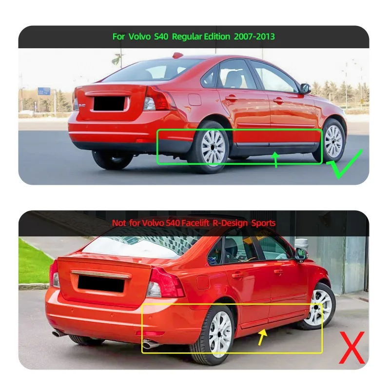 Mud Flaps For Volvo S40 2007-2013 4Pcs Front Rear Splash Guards Durable PP Material Car Fender Mudguards Auto Exterior