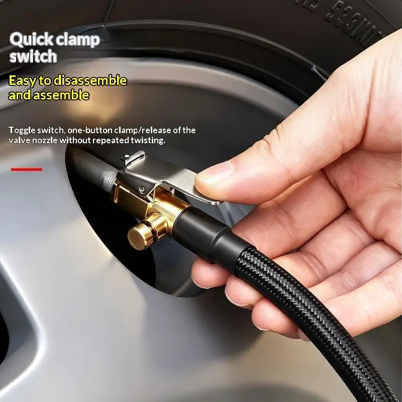 Heavy Duty Tire Inflator Air Hose With Brass Lock Chuck Universal Fit For Car Truck Motorcycle Inflation