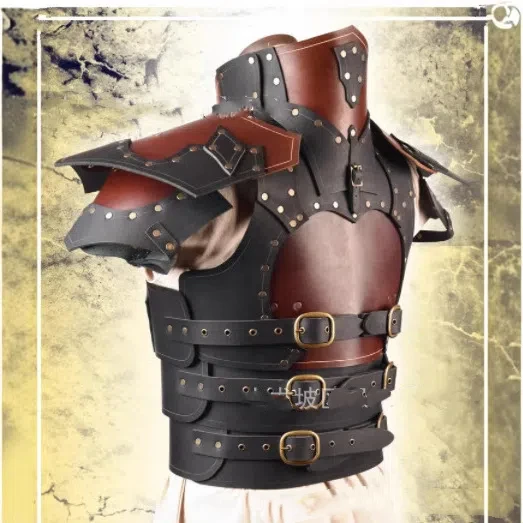 Sexy European Medieval Vintage Leather Cosplay  Men's  Women's Skins Armor With Scarf Studded Battle Suit