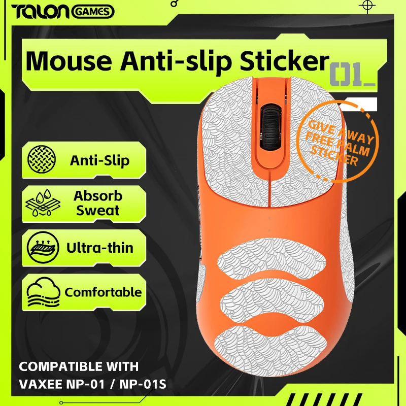 TALONGAMES-Mouse Grip Tape para VAXEE, Absorção de suor Palm, All Inclusive Wave Patter, branco, NP-01, NP-01S