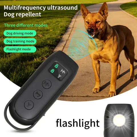 1500mAh 3 head Intelligent Dog Repellent 25-50KHZ with 3 Modes for Dog High Powerful Flashlight Buzz Training Repeller Device