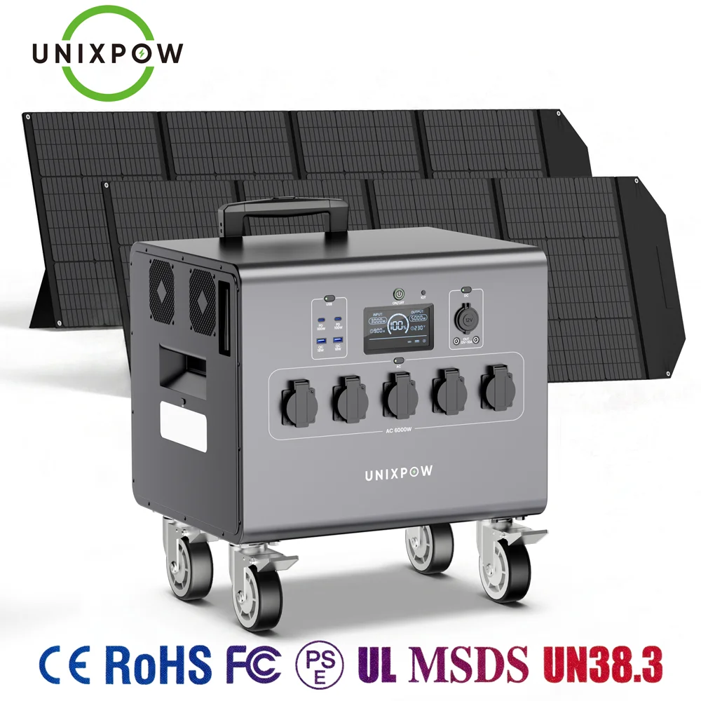 OEM Portable Solar Generator 6000W 6092.6Wh Pure Sine Wave MPPT Power Station for Home Backup Emergency