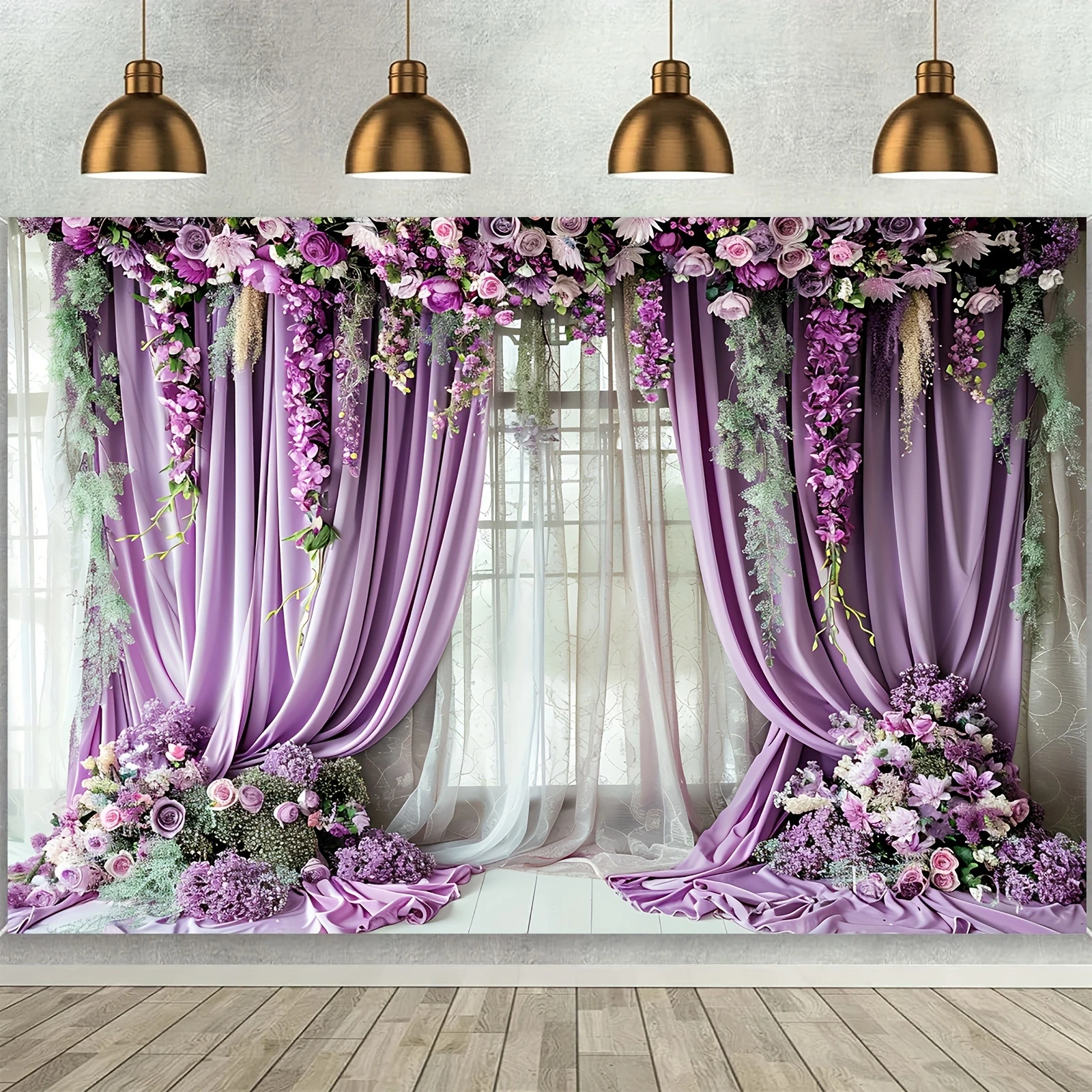 1 piece of polyester purple curtain background - multifunctional photography for weddings, parties, and global holidays