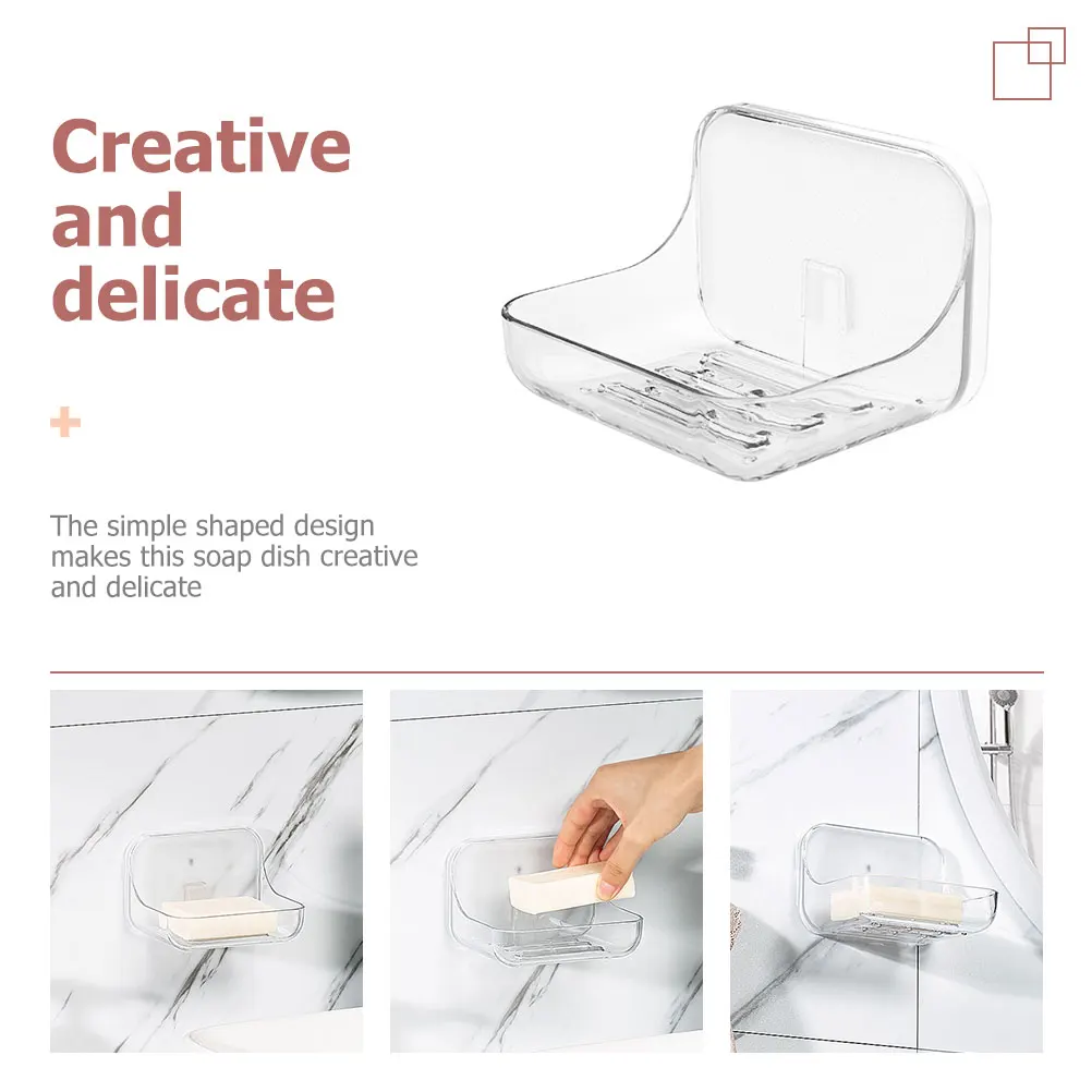 

Adhesive Soap Dish Holder Transparent Acrylic Water Draining Tray For Bathroom Kitchen Toiletsoap Storage Box Draining Rack