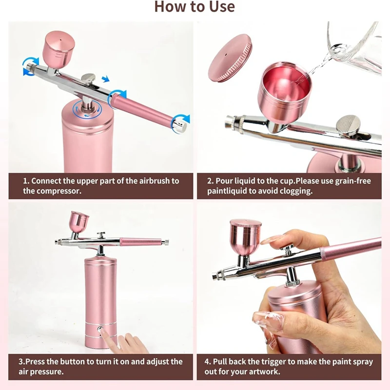 Upgraded Airbrush Set With Air Compressor Cordless Automatic Airbrush Set Handheld Rechargeable Airbrush For Makeup Durable C