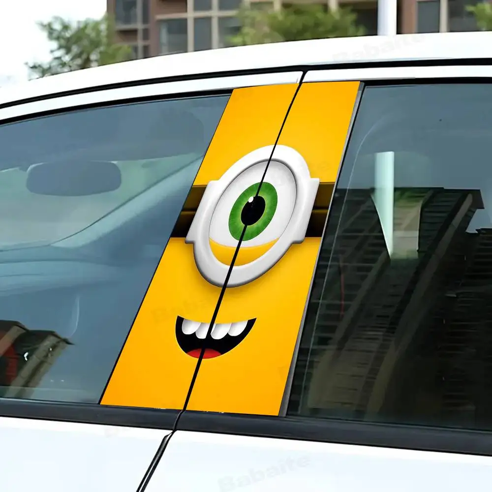 

Cartoon-M-Miniones 2pcs Car Stickers Car B Pillar Decal Car Door Post Decorative Stickers For All Car Door Posts