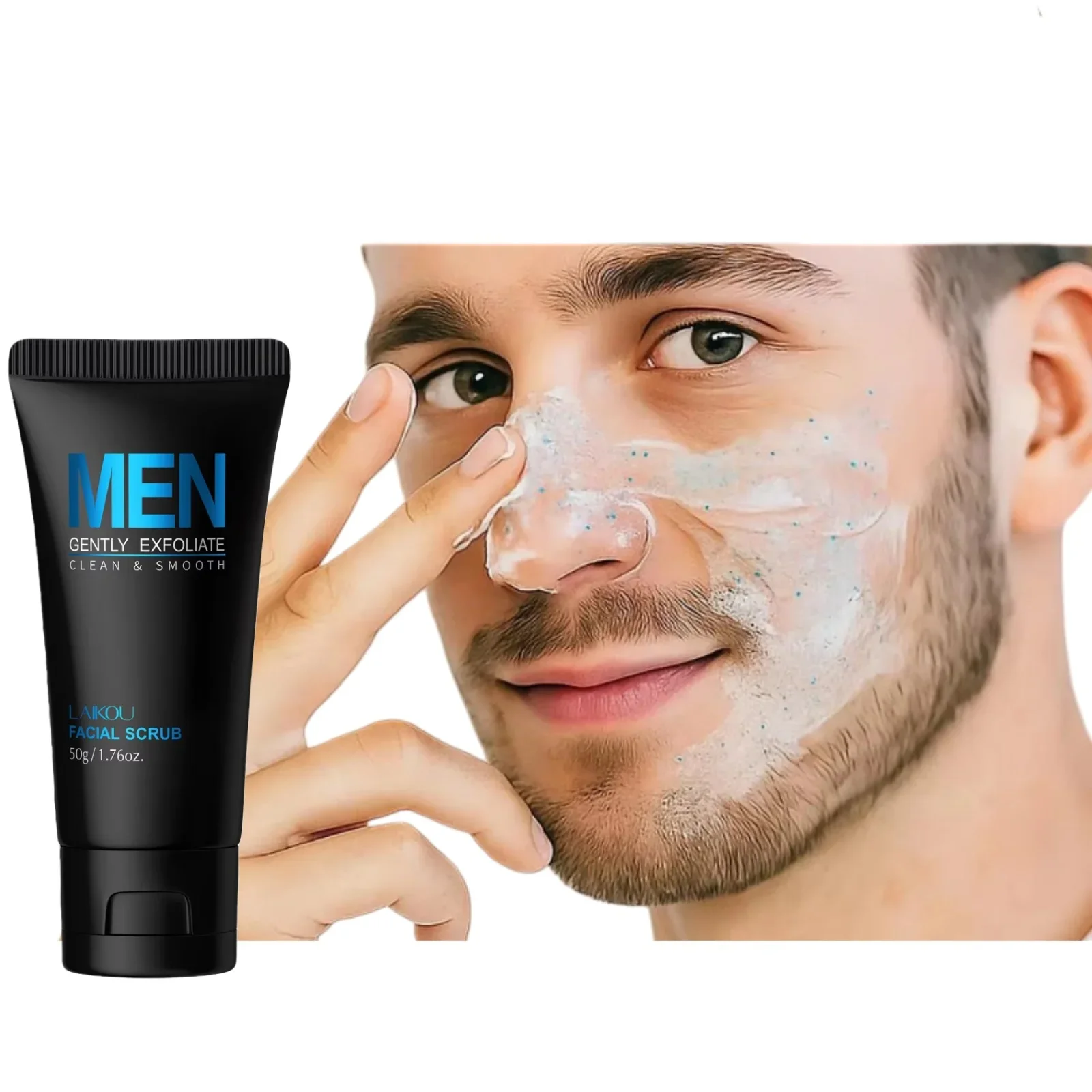Exfoliante Facial para hombres, limpieza profunda, exfolia, suaviza la piel, mejora los poros obstruidos, fórmula de hidratación para un aspecto saludable 2 en 1
