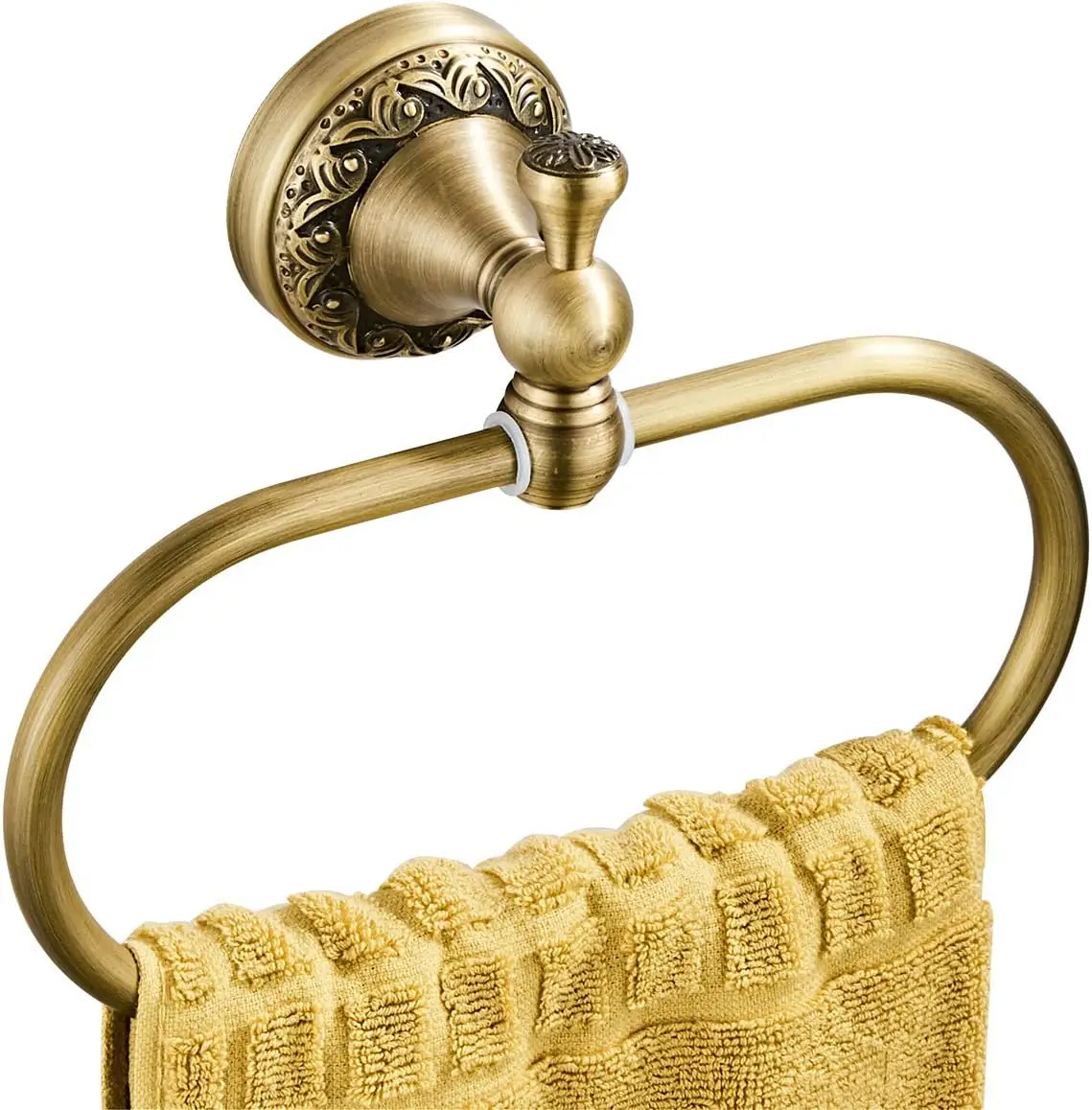 Oval Towel Ring Antique Brass Exquisite Pattern Carving Hanger Hand Towel Holder for Bathroom Kitchen Accessories Wall Mounted,