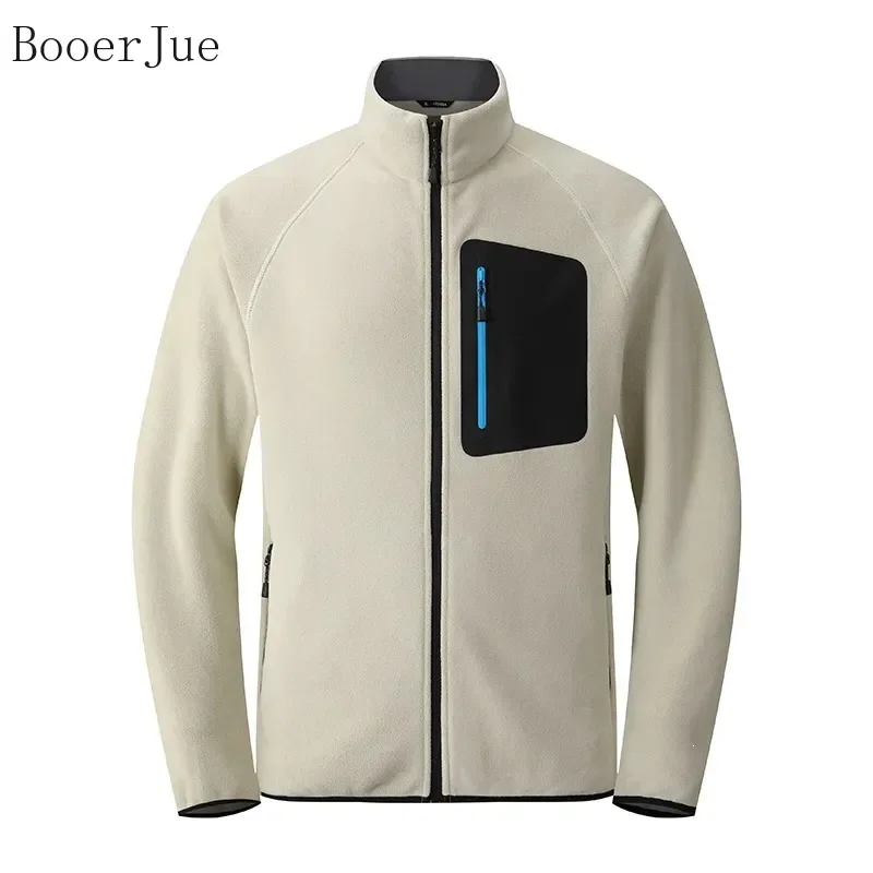 Men's Autumn Winter Oat Fleece Stand Collar Zip Cardigan, Breathable Warm Knit Long Sleeve Jacket Hiking Outdoor Outerwear