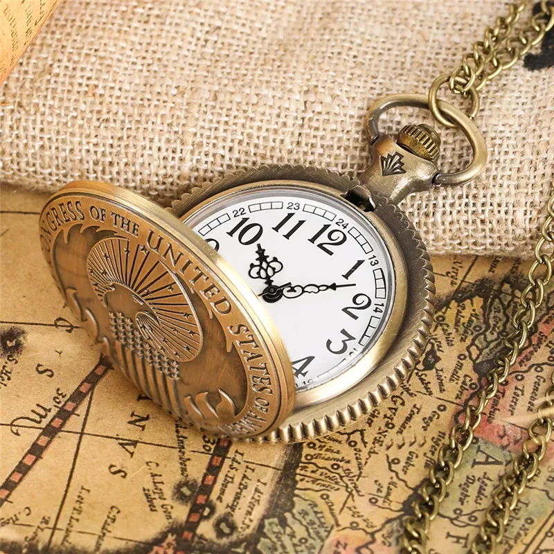 Antique Classic Magical Congress Pattern Necklace Chain Clock Arabic Number Quartz Pocket Watch for Men Women Souvenir reloj