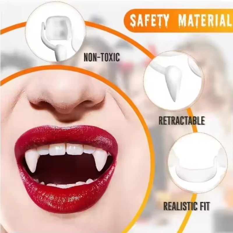 Halloween Decoration Vampire Teeth Fangs Dentures Props Halloween Cosplay Props False Fangs with Solid Glue Halloween Props