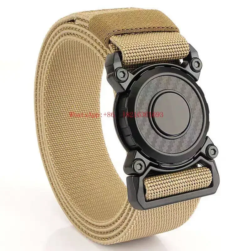 2026GOOD Men's Quick Release Buckle Belt Outdoor Tooling Thickened Nylon Belt Tactical Training Casual Elastic Canvas Belt