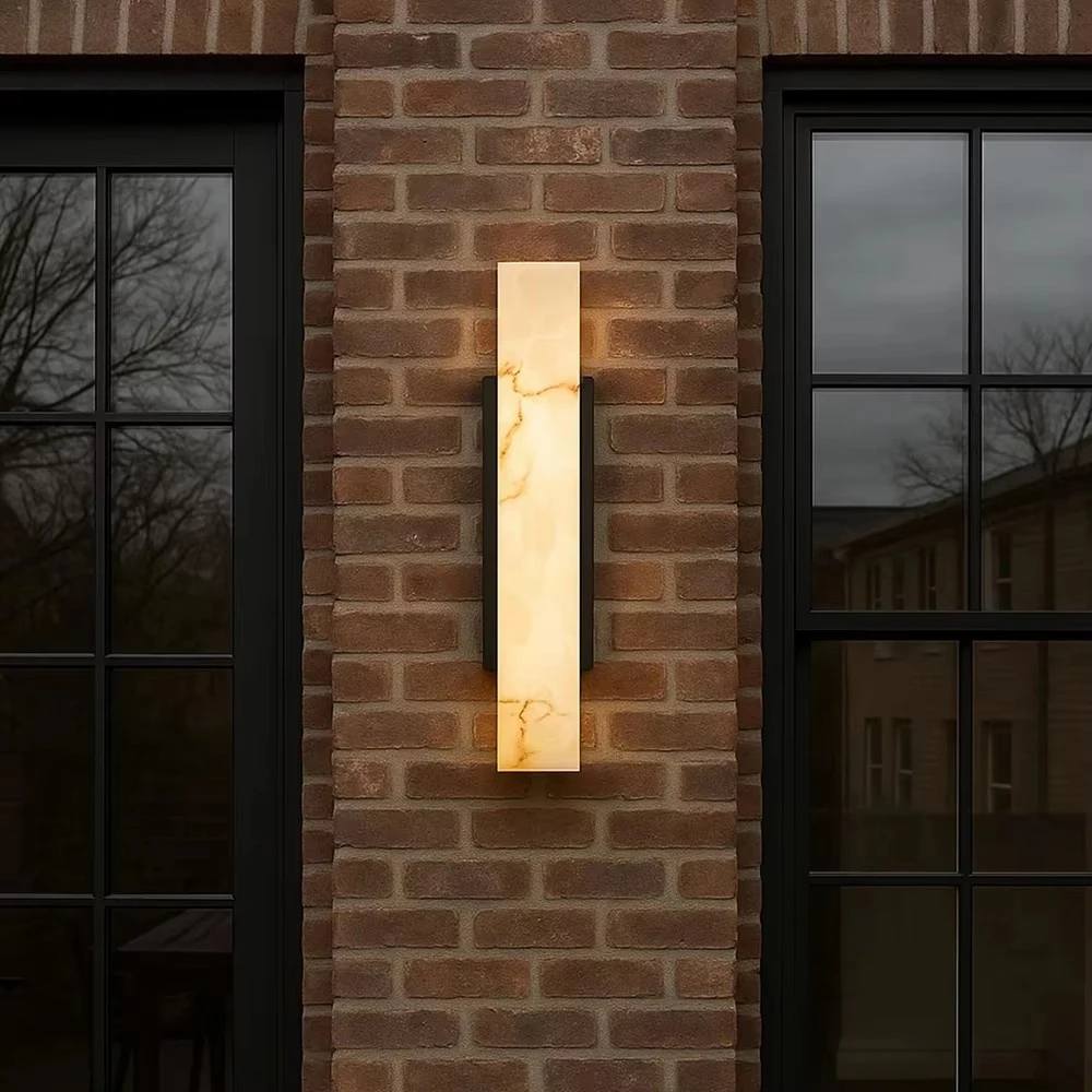 Modern Outdoor Wall Light - Waterproof Stainless Steel Marble Effect Wall Lamp For Hotel Villa Garden Gate Entrance