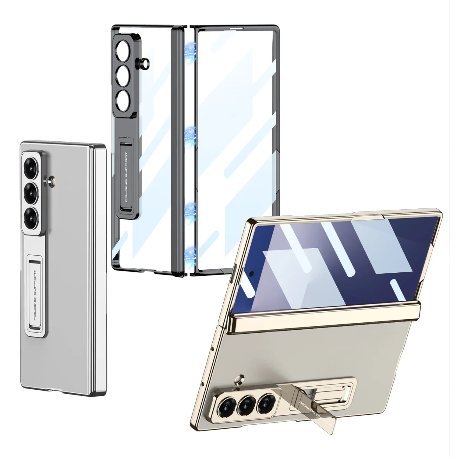 

Чехол для Samsung Galaxy Z Fold 7, жесткий прозрачный чехол с подставкой, защитная задняя крышка, чехол для телефона Z Fold 7, чехол