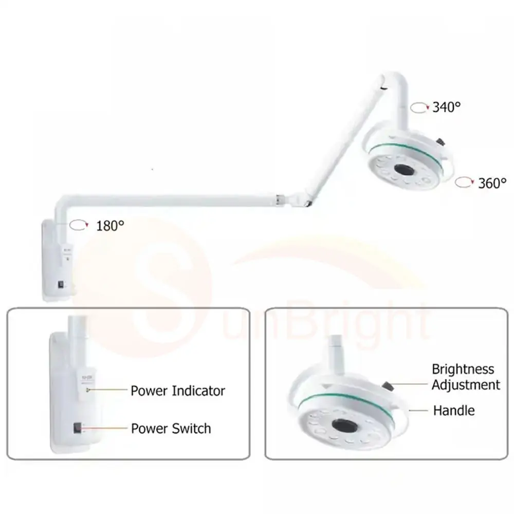 Wall Mounted Hospital Light Operating Room Medical Shadowless Examination lamp for dental practice use