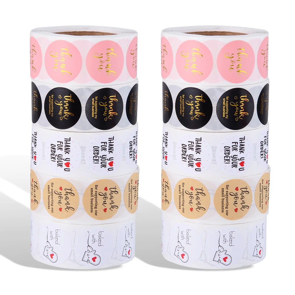

500Pcs/Roll "Thank You" Stickers 2.5cm/1.0'' Candy Bag Flower Cake Boxes Gift Packaging Wedding Grateful Decorative Seal Sticker